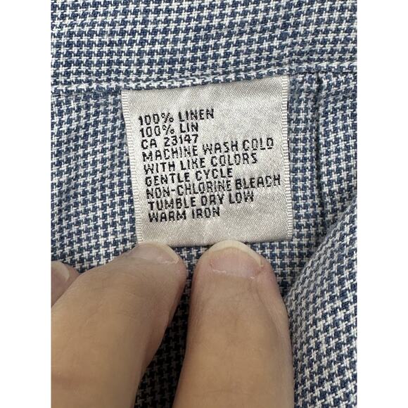 Talbots Size 12 100% Irish Linen Crop Pants Blue White Checked Beach Preppy - Picture 7 of 13